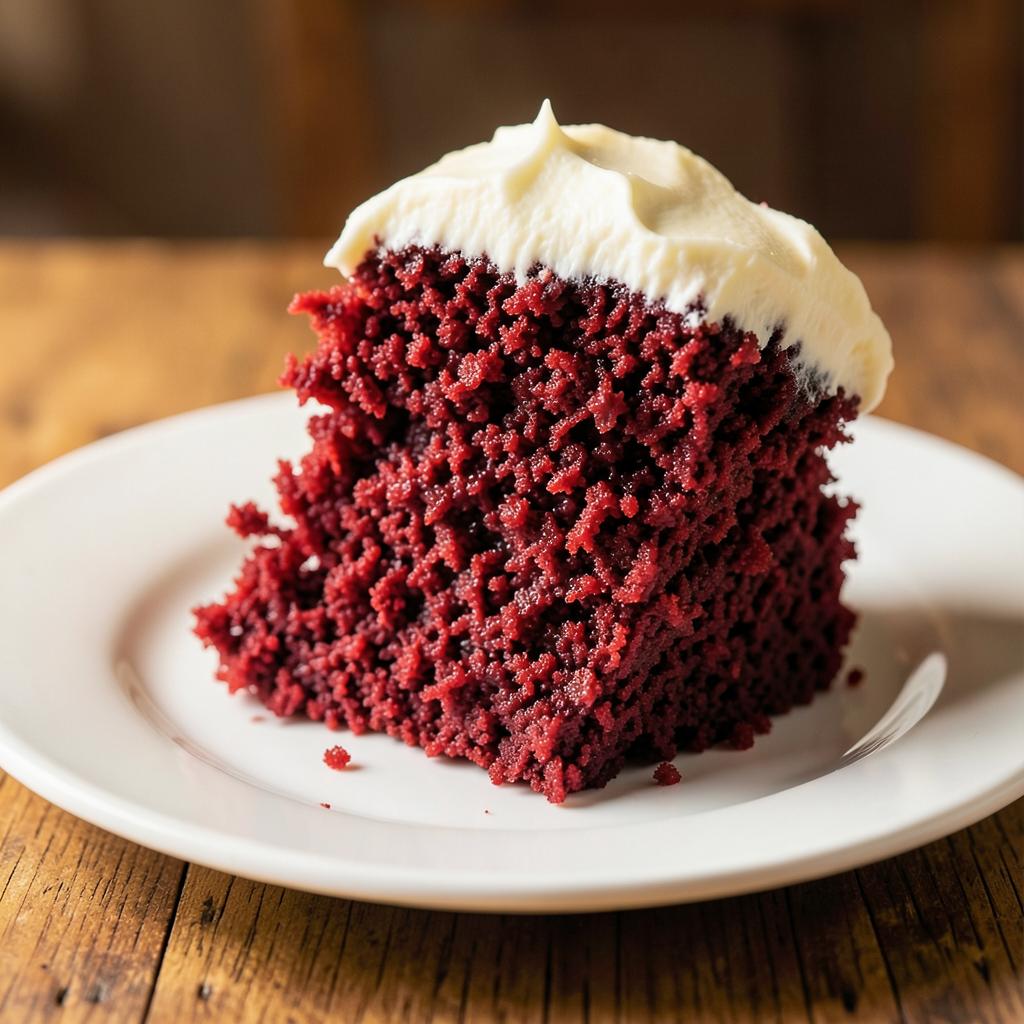 Porción de torta red velvet con crema de queso